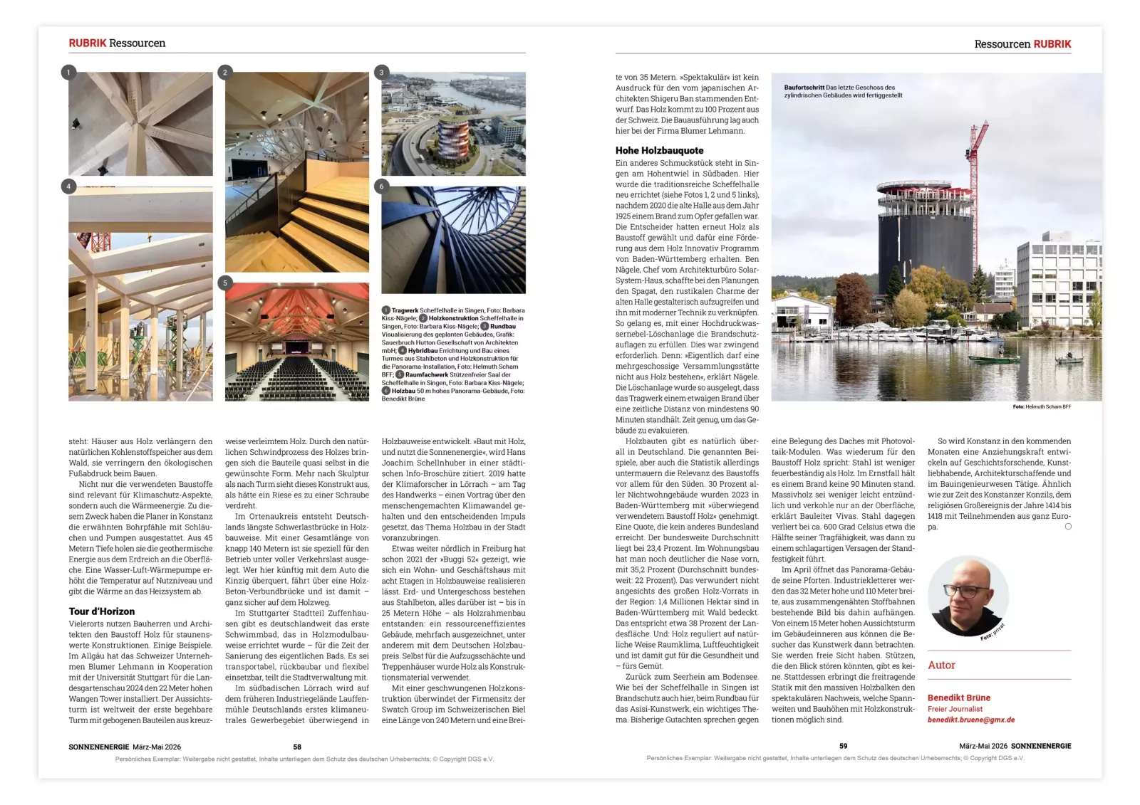 Benedikt Brüne mit einem Beitrag zu Holz als Baustoff  | am Beispiel Asisi-Turm Konstanz | Magazin Sonnenergie 03_26