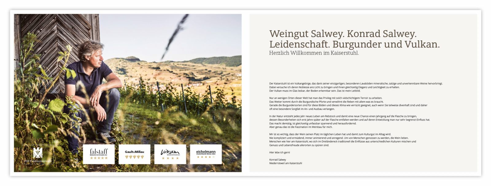 Weingut Salwey Oberrotweil im Kaiserstuhl, Prospekt Realisation und Fotografie | Corporate Communication 2022